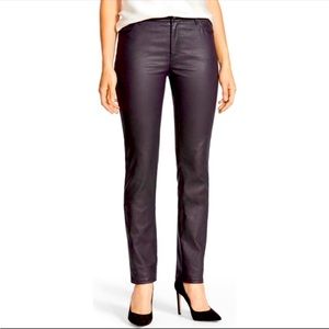 Lafayette 148 New York Straight-Leg Waxed Stretch Denim Jeans in Black Sz 10